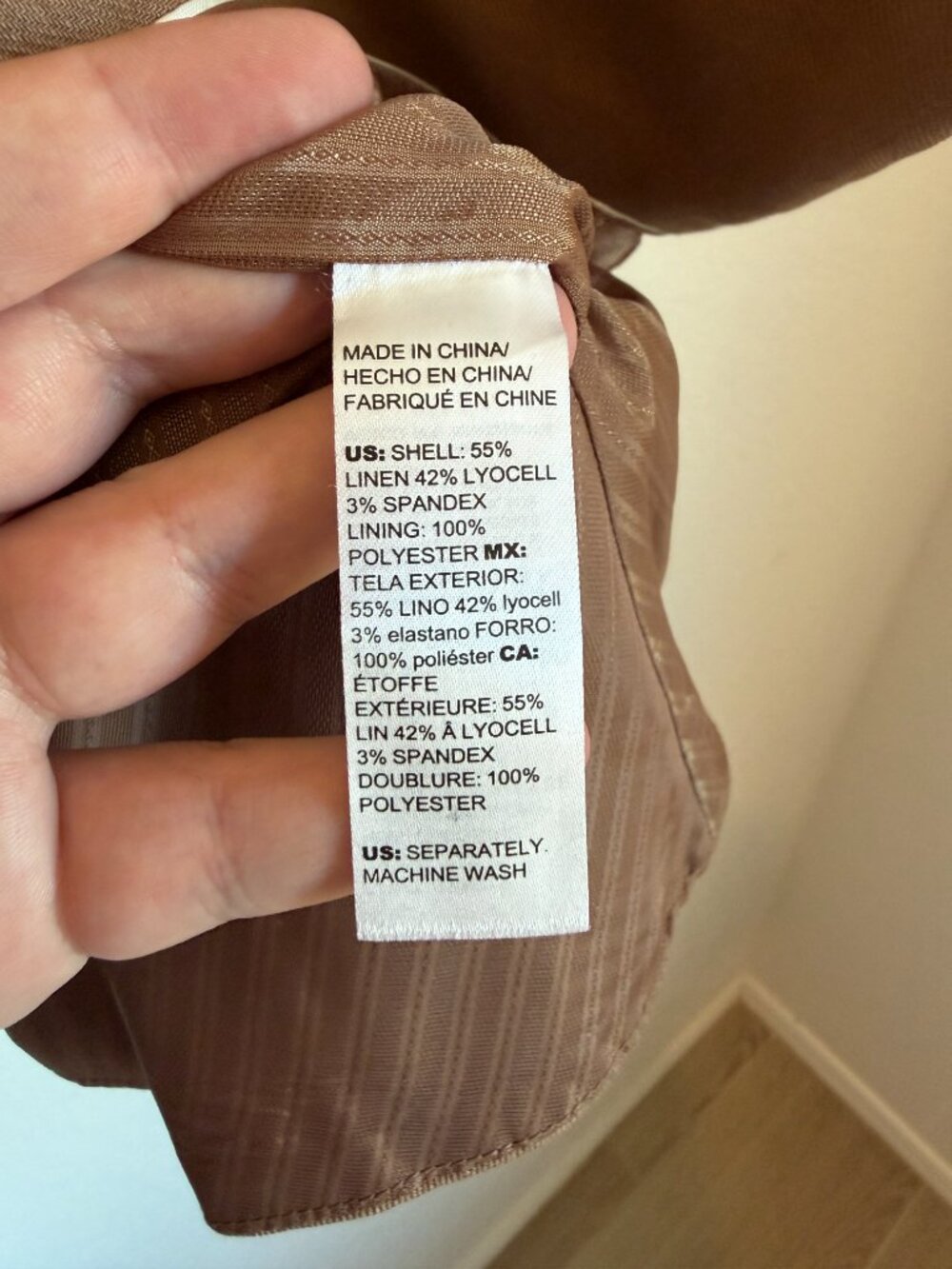 White House Black Market Linen Blend Military Blazer Copper Tan Jacket Sz 10 - Picture 7 of 9